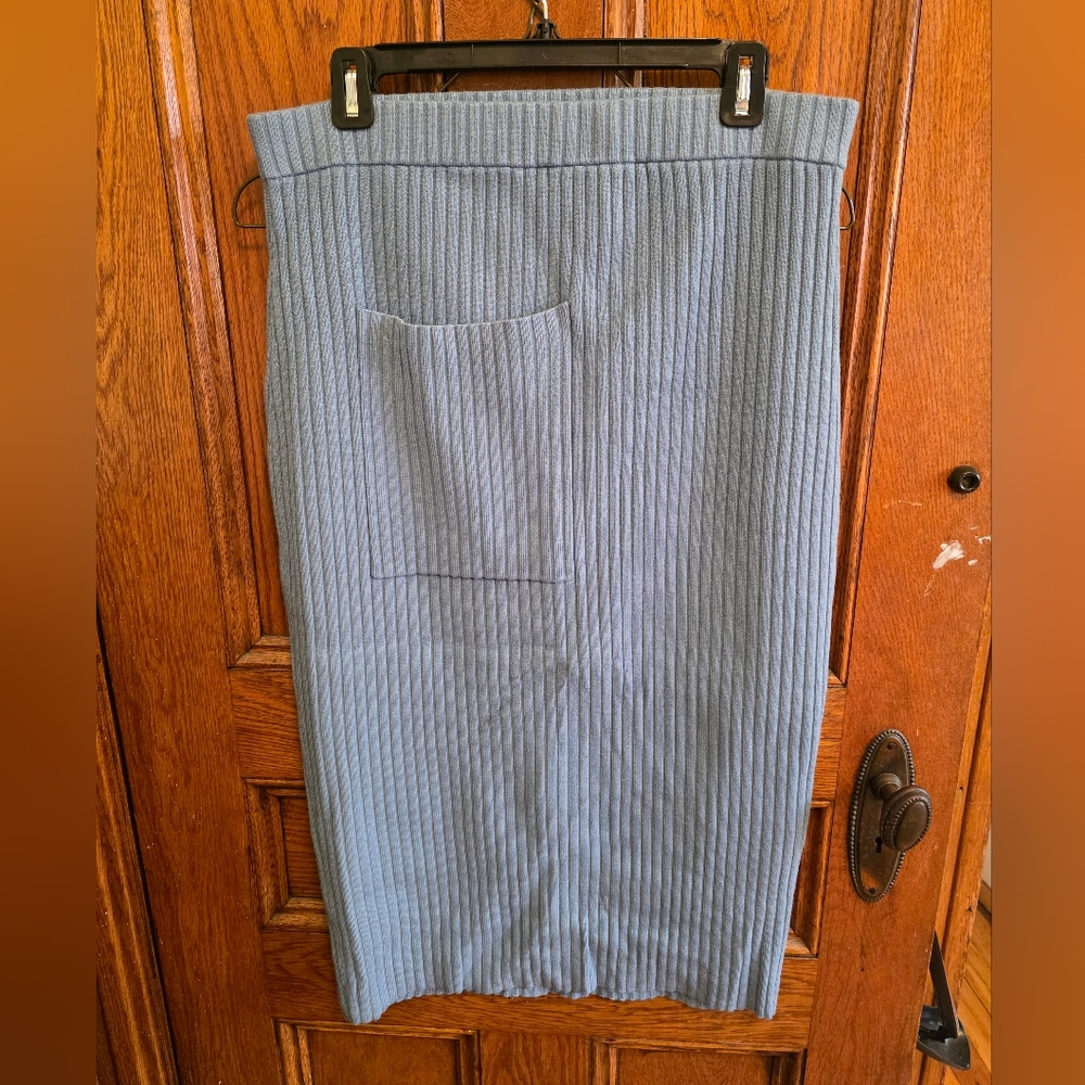 Universal Standard Ribbed Sweater Skirt Sky Blue, Size S (Women's XL 14-16)